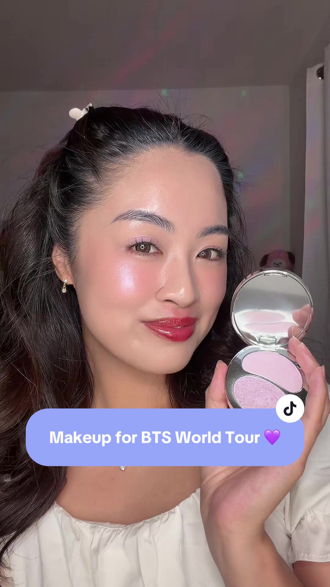 TikTok post by @natashaangeliquen for TIRTIR. Caption reads: The shade is Purple Meteor from @TIRTIR Inc. 💜....