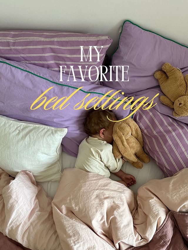 Instagram post by @friedalovesemil for Jotex. Caption reads: [werbung] my favorite bed settings ☁️.