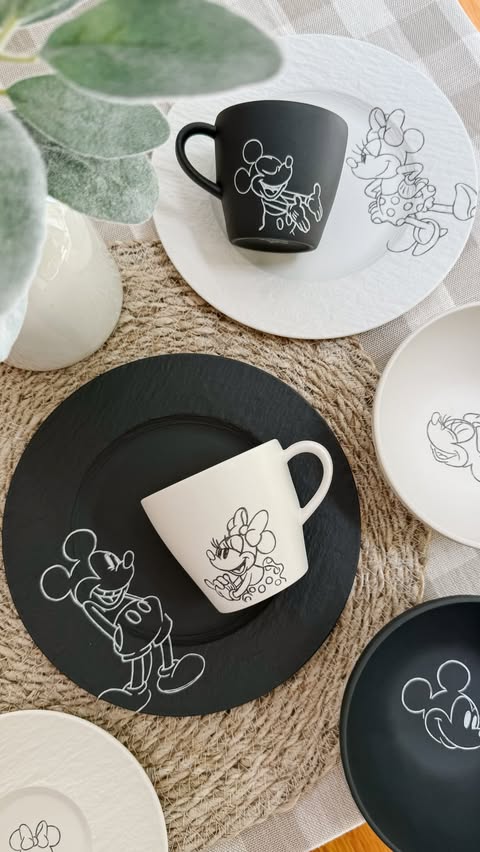 Instagram post by @magicwithclo for Villeroy & Boch. Caption reads: Disney x Villeroy & Boch 🐭🍂🤍 Ad/Gifted We....
