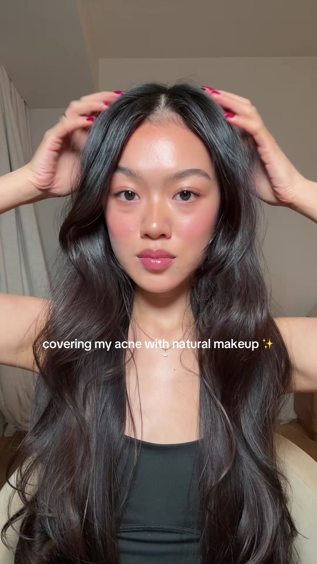 TikTok post by @charinecheungg for Kosas. Caption reads: [...] contour sticks @Haus Labs triclone concealer....