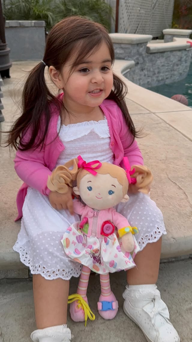 Instagram post by @sabreenahmasudi for Leyadoll. Caption reads: [...] the personalized educational doll from....