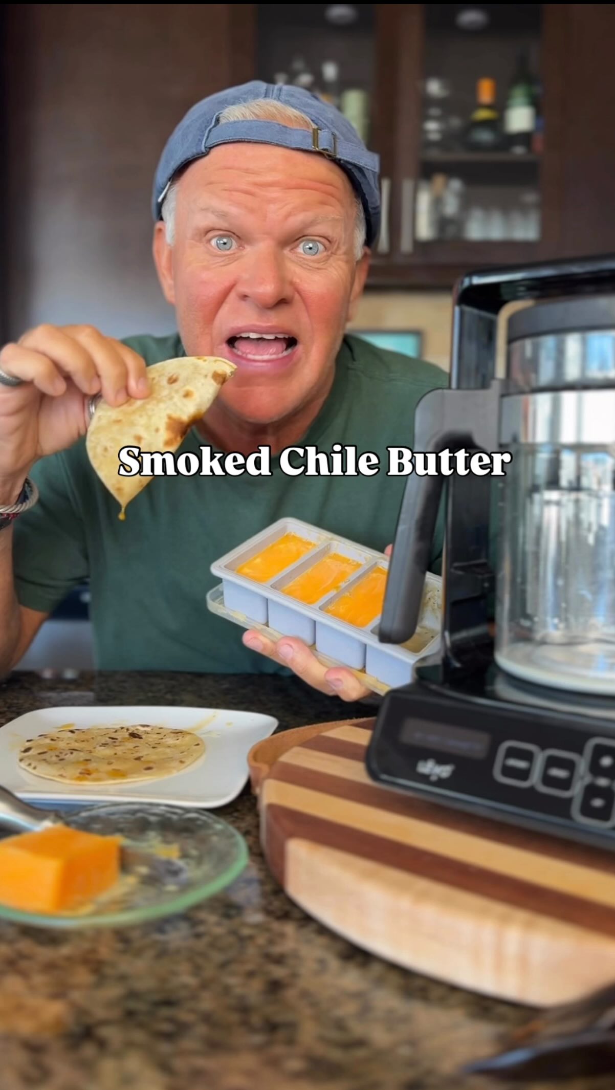 Instagram post by @chefdavemartin for LĒVO. Caption reads: Smoky. Spicy. Buttery. This smoked chile butter....