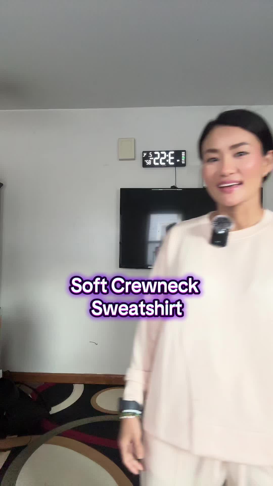TikTok post by an influencer for Pinspark. Caption reads: PINSPARK Soft Crewneck Sweatshirt for [...].