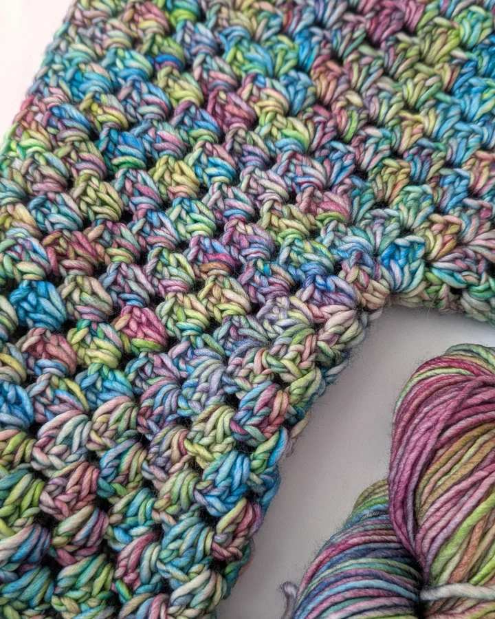 Instagram post by @crochetedwithhoney for Crochet. Caption reads: 💚 Just look at the colours! It's honestly so....