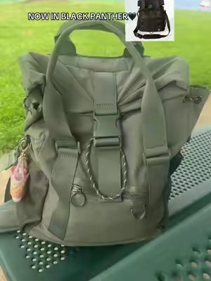 TikTok post by @jessicahomer3 for Iris And Rainbow. Caption reads: #irisandrainbow #backpack #mombag #newrelease....