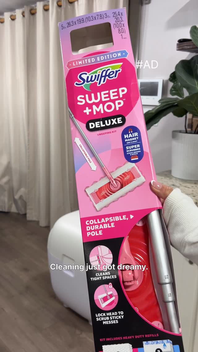 Instagram post by @_coriangel for Swiffer. Caption reads: #Ad #SwifferPartner The limited-edition 
pink....