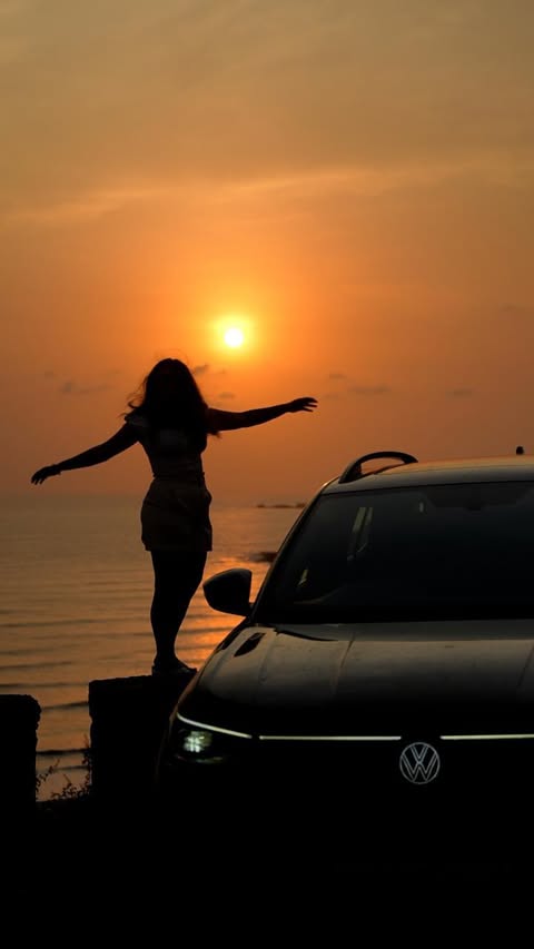 Instagram post by @radhika_nomllers for Volkswagen USA. Caption reads: Not every road trip is about the destination.....