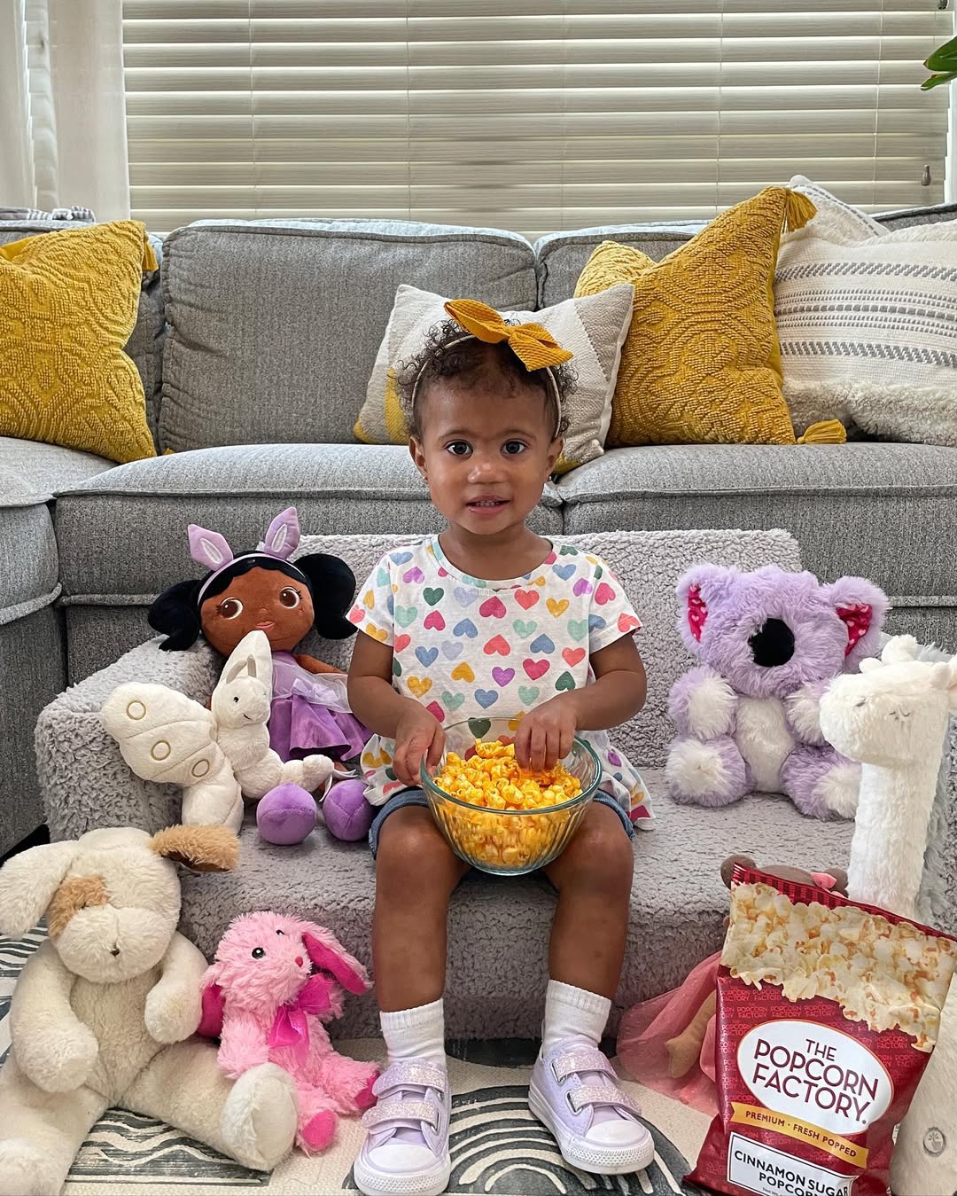 Instagram post by @iammonig for The Popcorn Factory. Caption reads: #ad Sage is so excited to partner with....