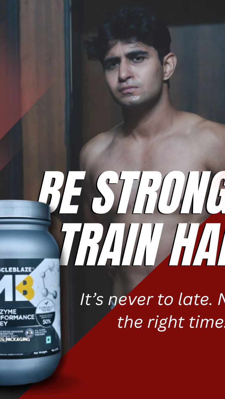 Instagram post by @divyanshuvermaaa for MuscleBlaze. Caption reads: Take your fitness journey to the next level with....