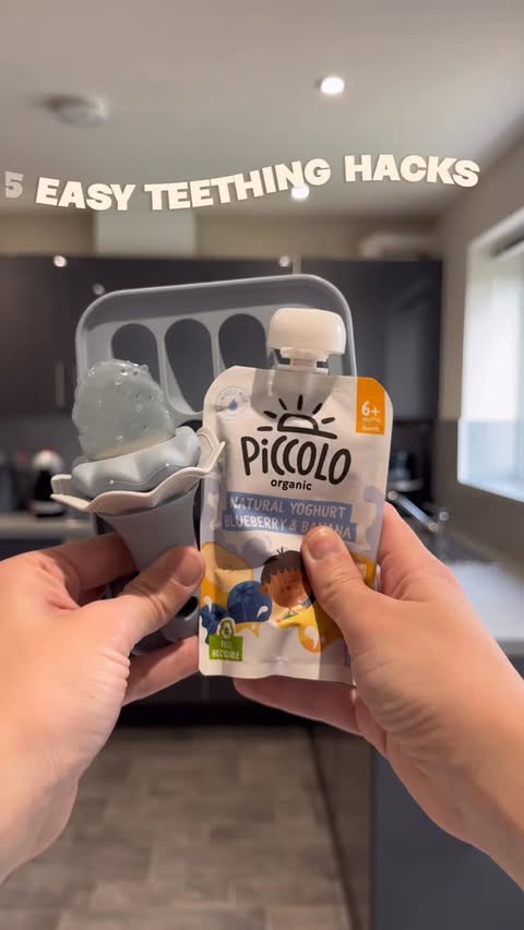 Instagram post by @sarabranco96 for Moonkie. Caption reads: 5 easy teething hacks for babies and toddlers 🦷😀....