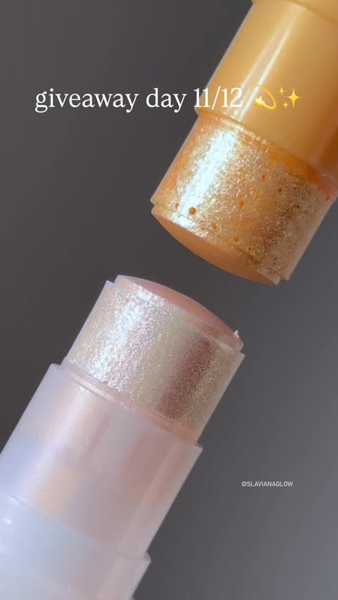 Instagram post by @slavianaglow for Makeup Revolution. Caption reads: comment “✨” to WIN these highlighters....