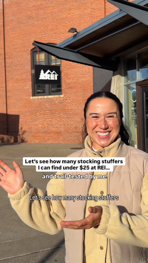 Instagram post by @laurensbigadventure for REI. Caption reads: Stocking stuffers your outdoorsy friend will....