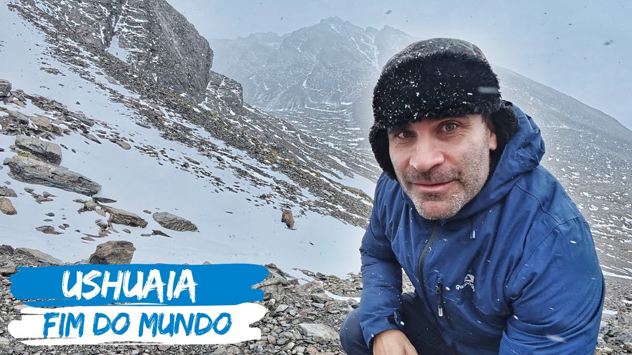 YouTube post by @MundoSemFim for Revolut. Caption reads: WE ARRIVED AT USHUAIA - the end of the world.