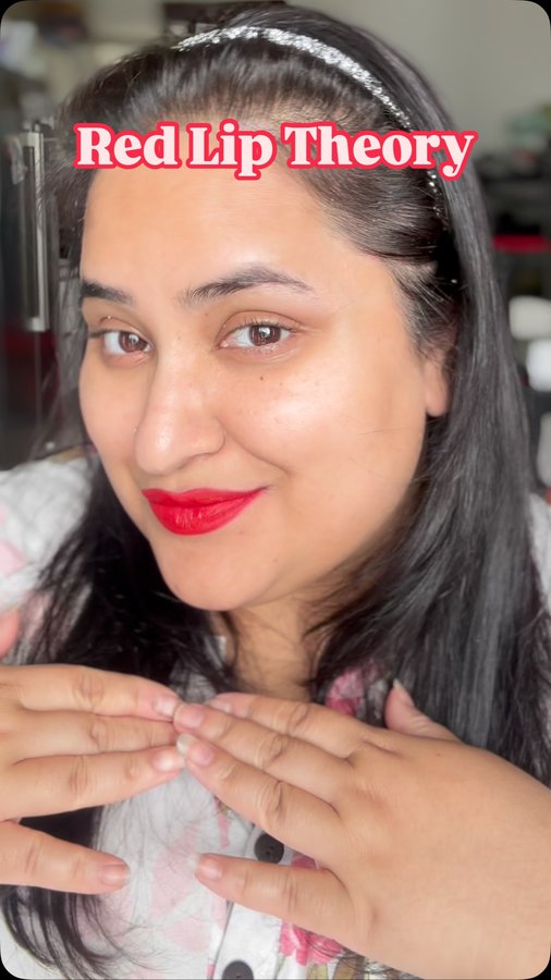 Instagram post by @nidahmed for Gerard Cosmetics. Caption reads: Red lips have always been my go to. They’re the....