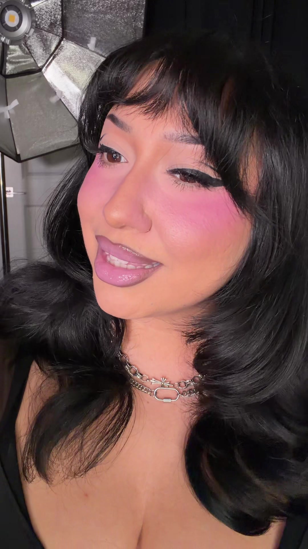 TikTok post by @eveysolorio for Glamlite Cosmetics. Caption reads: How pretty are these @Glamlite Barbie complexion....