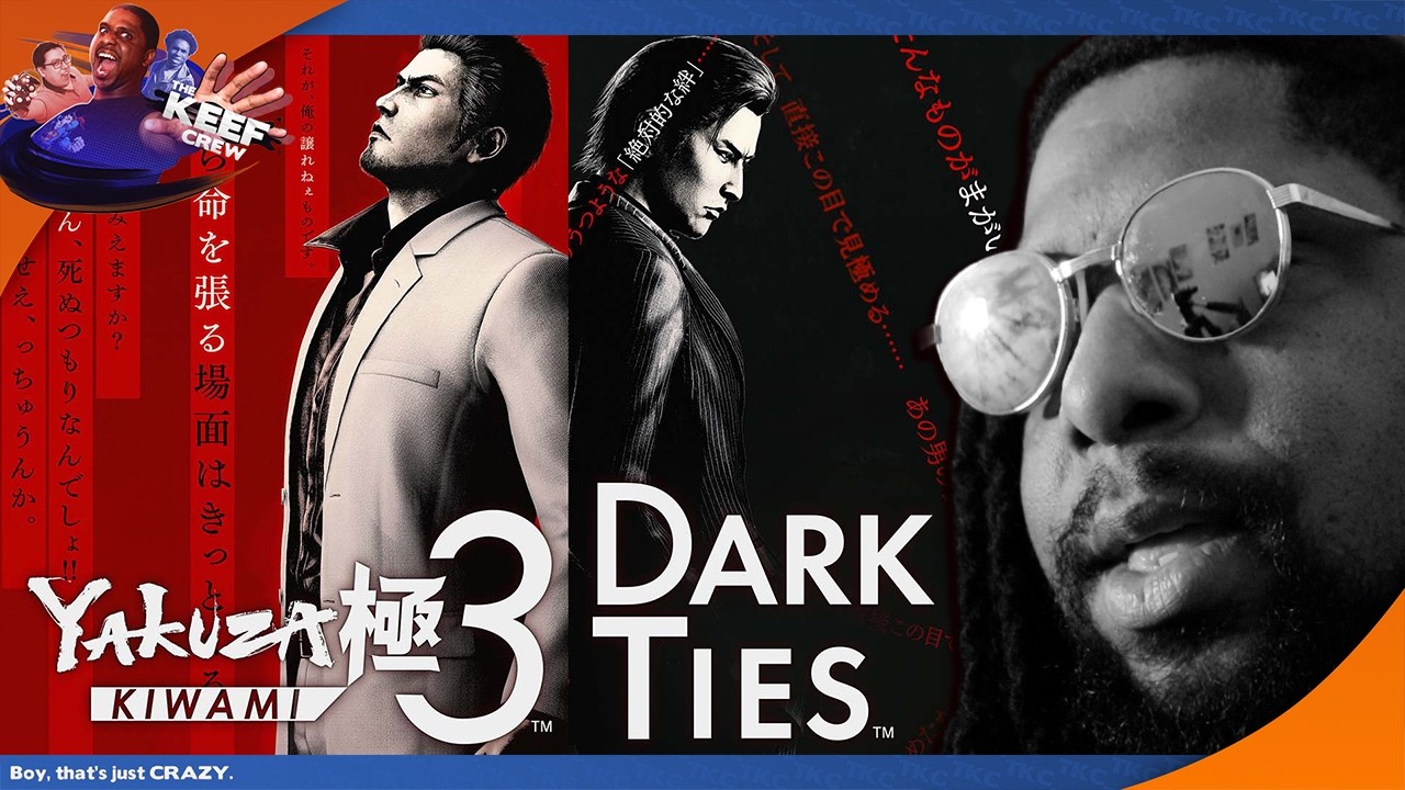 YouTube post by @Mightykeef for Shop Titans. Caption reads: How it feels playing Yakuza Kiwami 3/DarkTies..