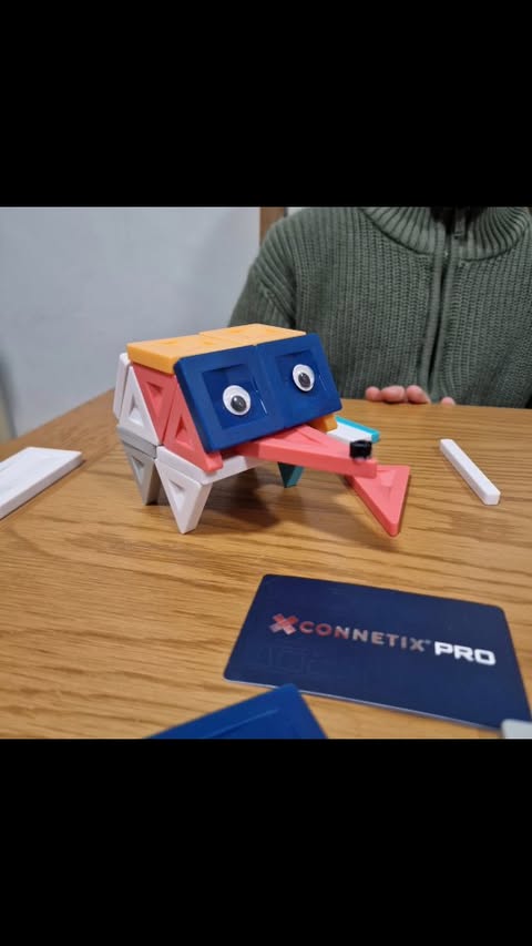 Instagram post by @partywithmythree for Connetix Tiles. Caption reads: 🐸 Connetix PRO Tiles for creative, imaginative....