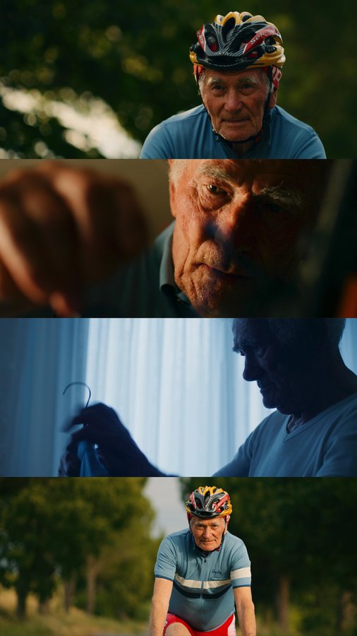 Instagram post by @oftwolands for FilmConvert. Caption reads: Color grading ‘The 90 Year Old Cyclist’....