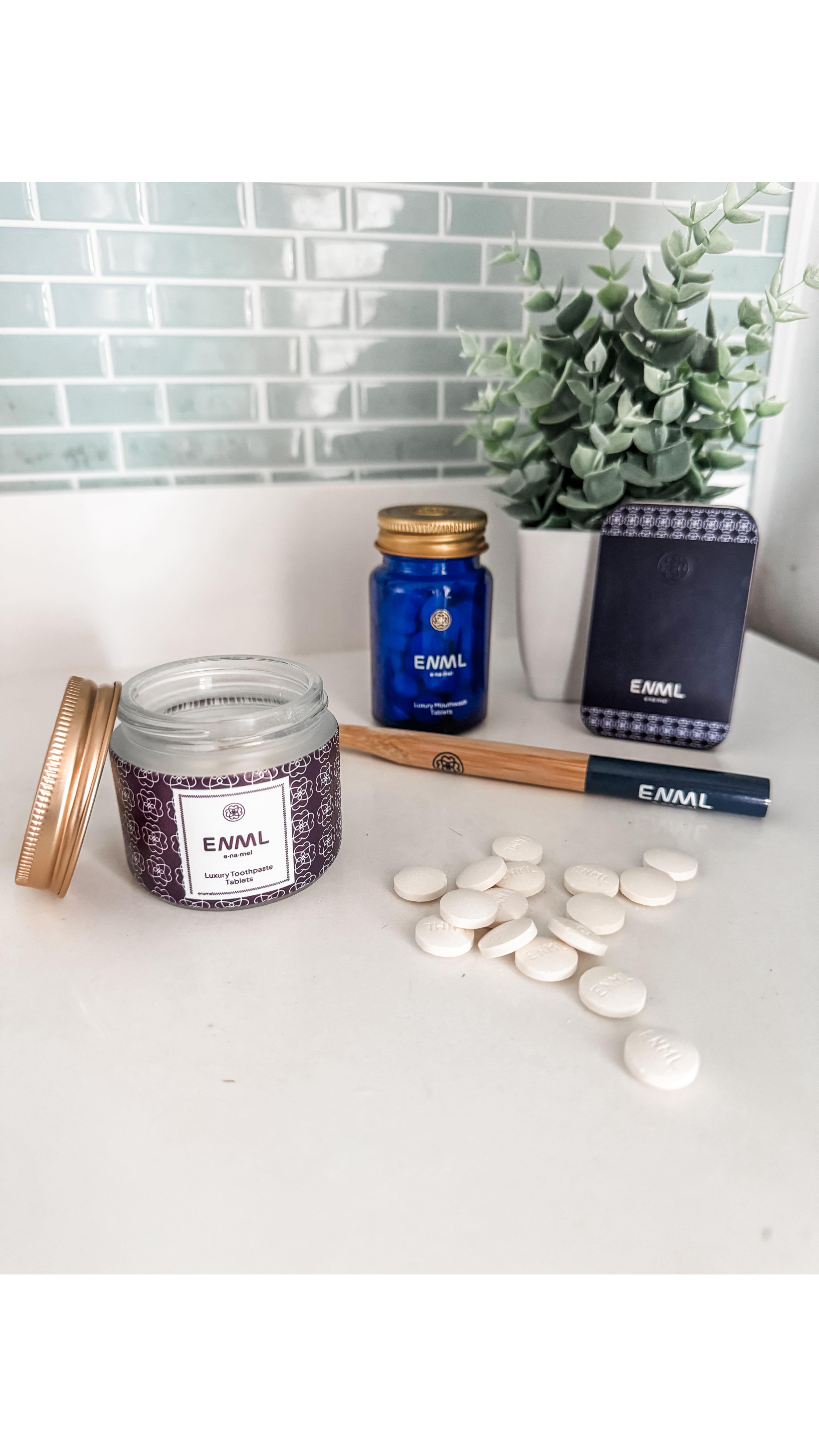 Instagram post by @itsbrooke.griffin for ENML Toothpaste Tabs. Caption reads: Who says brushing can’t feel luxurious? 🪥💫

ENML....