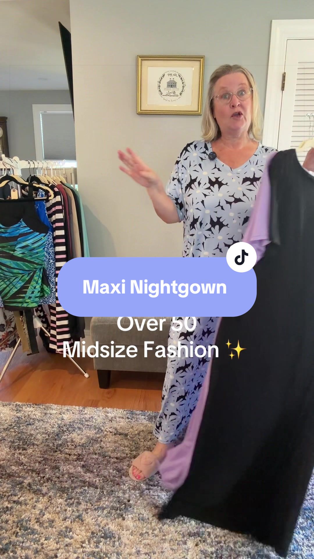 TikTok post by @veronica56205 for Real Essentials. Caption reads: Maxi Nightgown Bundle Pack @Real Essentials....