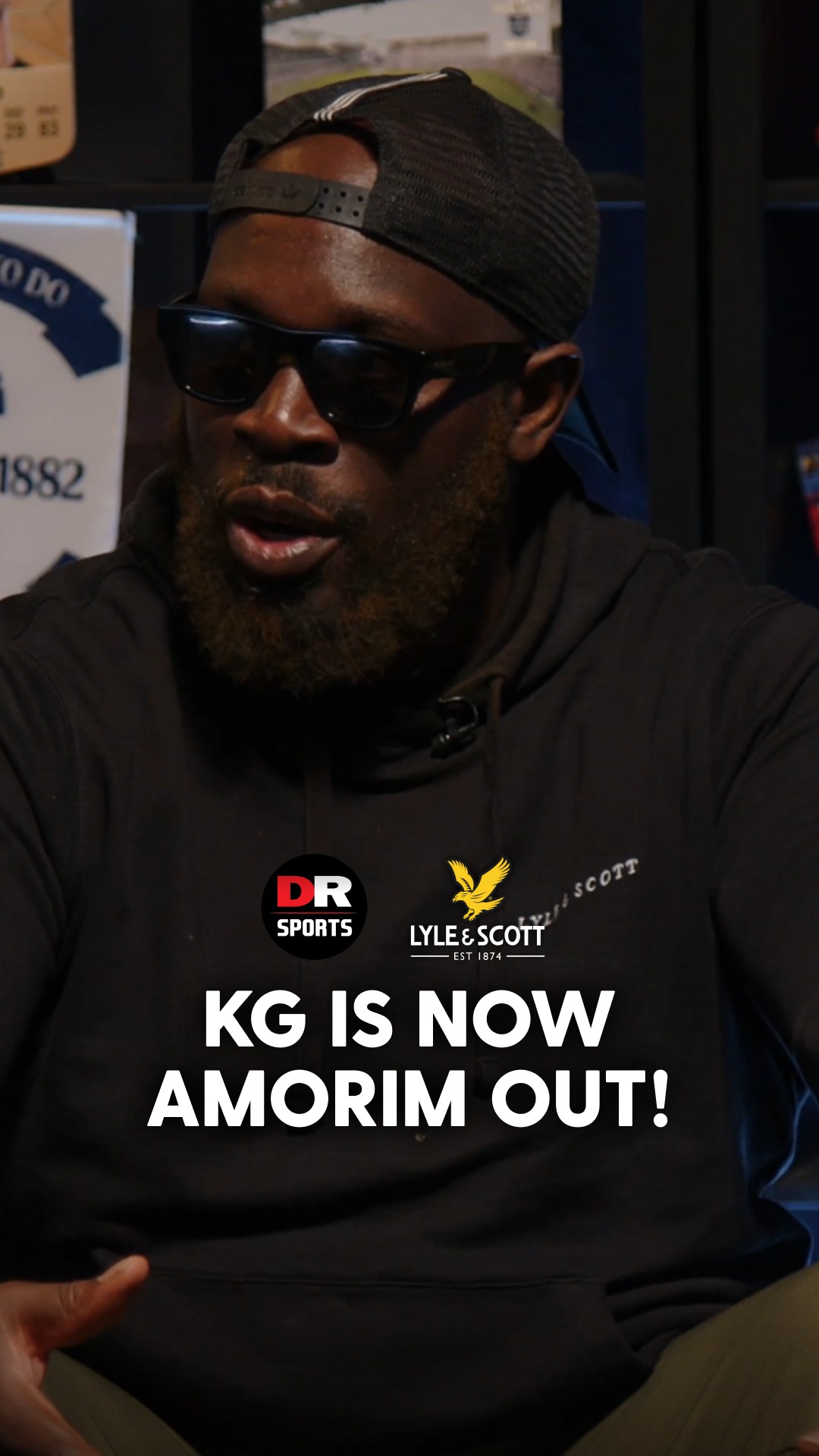Instagram post by @drsports_media for Lyle & Scott. Caption reads: KG is now Amorim OUT... Robbie and Ex knew it....