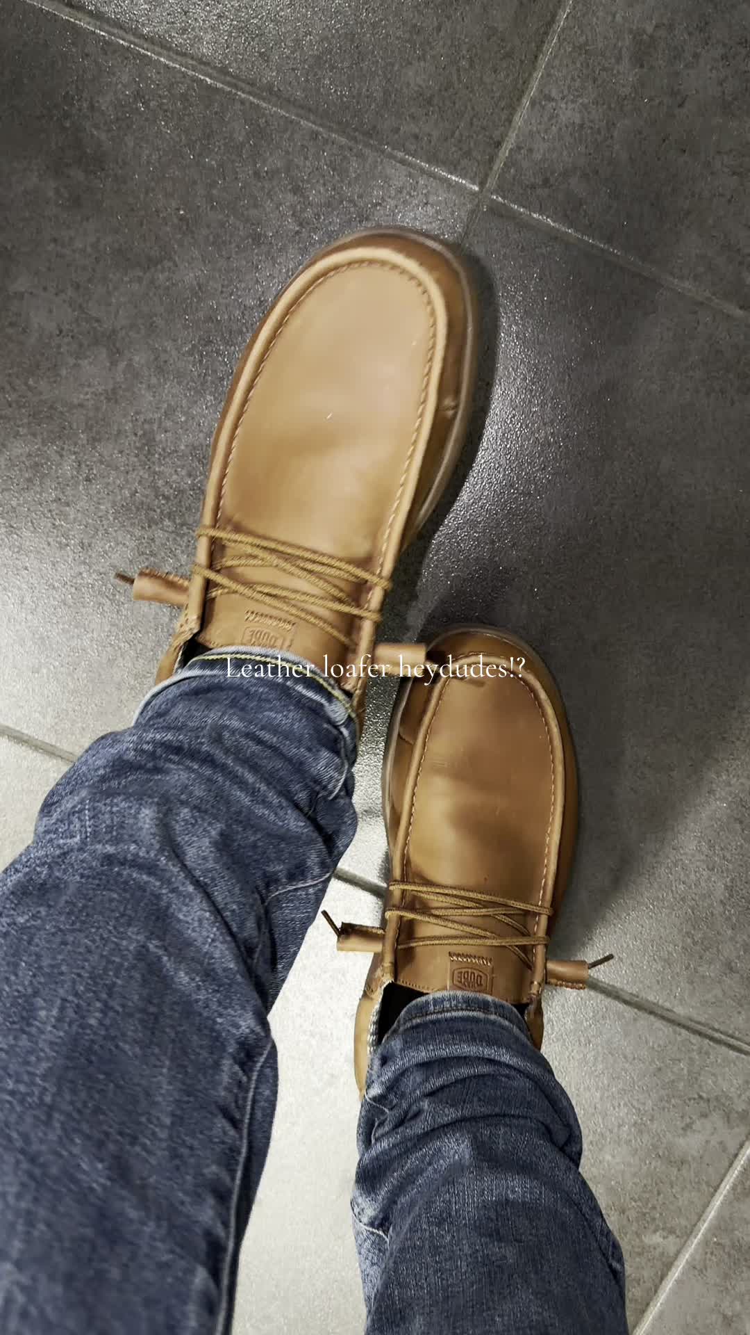 TikTok post by @bunny.bunkin for HEYDUDE. Caption reads: Leather loafer heydudes @HeyDude.