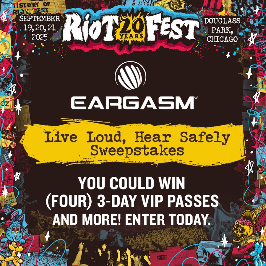 Instagram post by @riot_fest for Eargasm. Caption reads: The team at @Eargasm wants to help you make this....