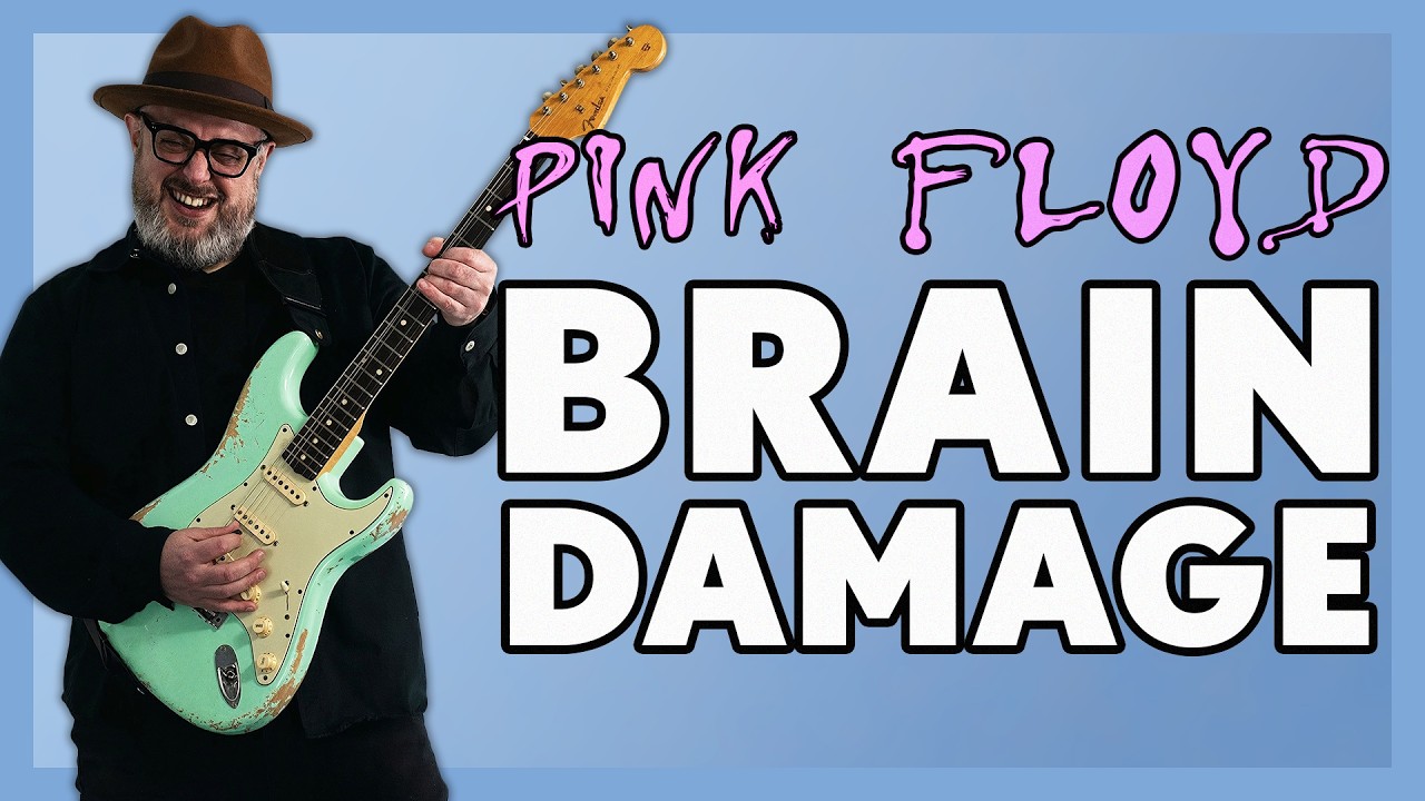YouTube post by @MartyMusic for DistroKid. Caption reads: Learn Pink Floyd Brain Damage on Guitar • Lesson +....