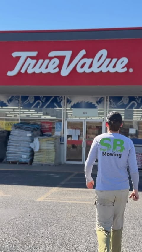 Instagram post by @sbmowing for True Value. Caption reads: [...] what do I do to my OWN yard? Headed to....