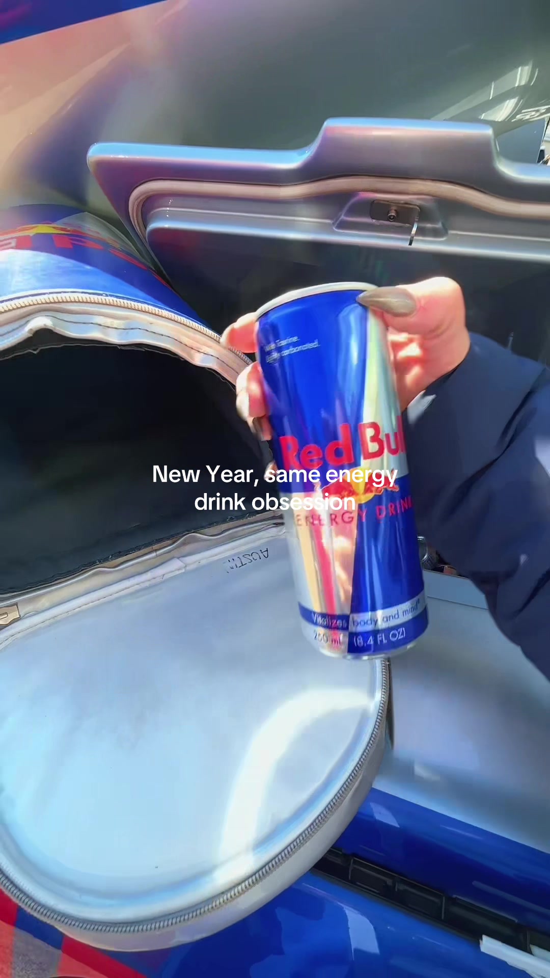 TikTok post by @kam.thedancer for Red Bull. Caption reads: 🪩✨🪽 #redbull #studentmarketeer [...].