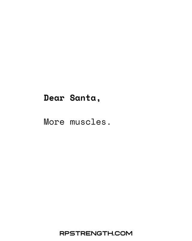 Instagram post by @drmikeisraetel for RP Strength. Caption reads: Dear Santa... Drop TRAIN1 in the comments and....