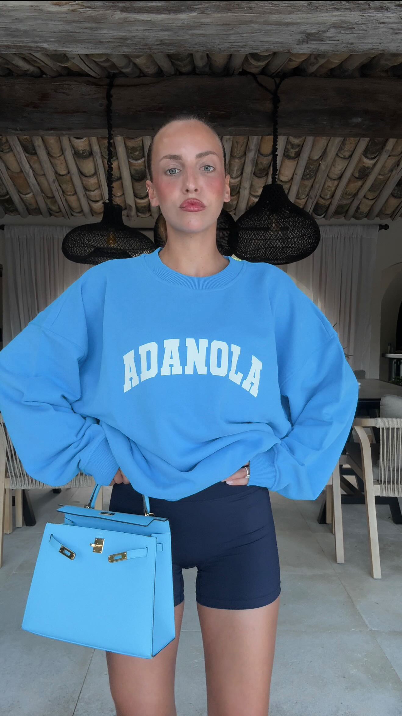 Instagram post by @carla_ginola for Adanola. Caption reads: Which @adanola look do you prefer ? 🩵....