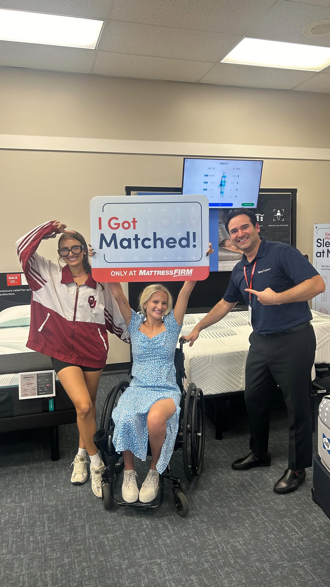 Instagram post by @makaylamnoble for Mattress Firm. Caption reads: Proud to partner with @mattressfirm to gift one of....