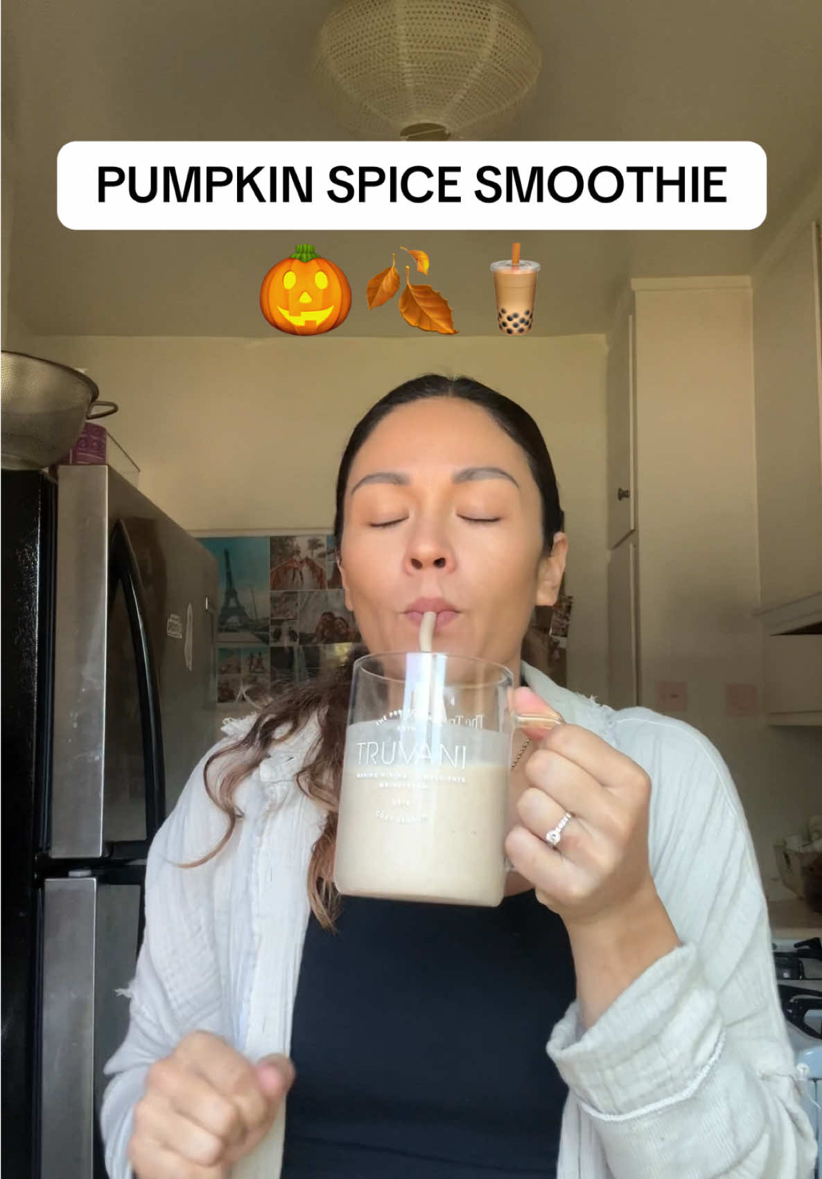 TikTok post by @torinishino for Truvani. Caption reads: [...] and I’m OBSESSED with this smoothie 😋....