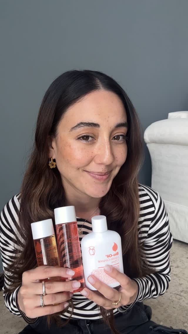 Instagram post by @danigalvanz for Bio-oil. Caption reads: Mi mejor aliado en los embarazos y post parto fue....