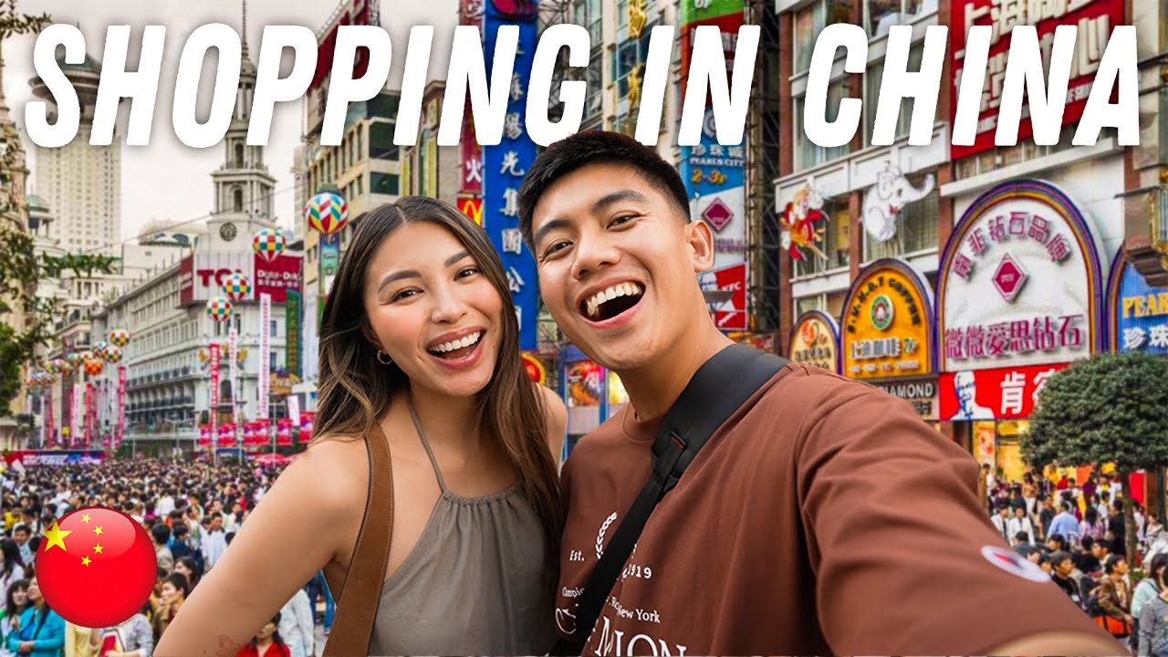 YouTube post by @JanandAnn for Envato. Caption reads: This is what SHOPPING in Shanghai, China is like!....