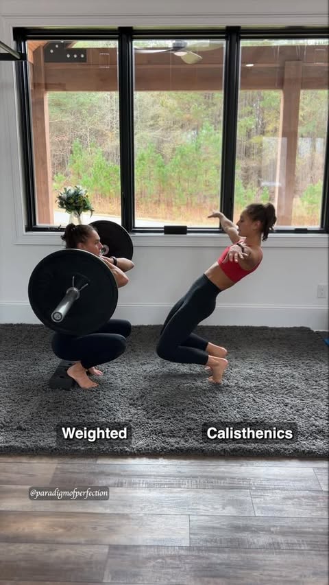Instagram post by @paradigmofperfection for Ptula. Caption reads: Been doing calisthenics vs. weights comparisons....