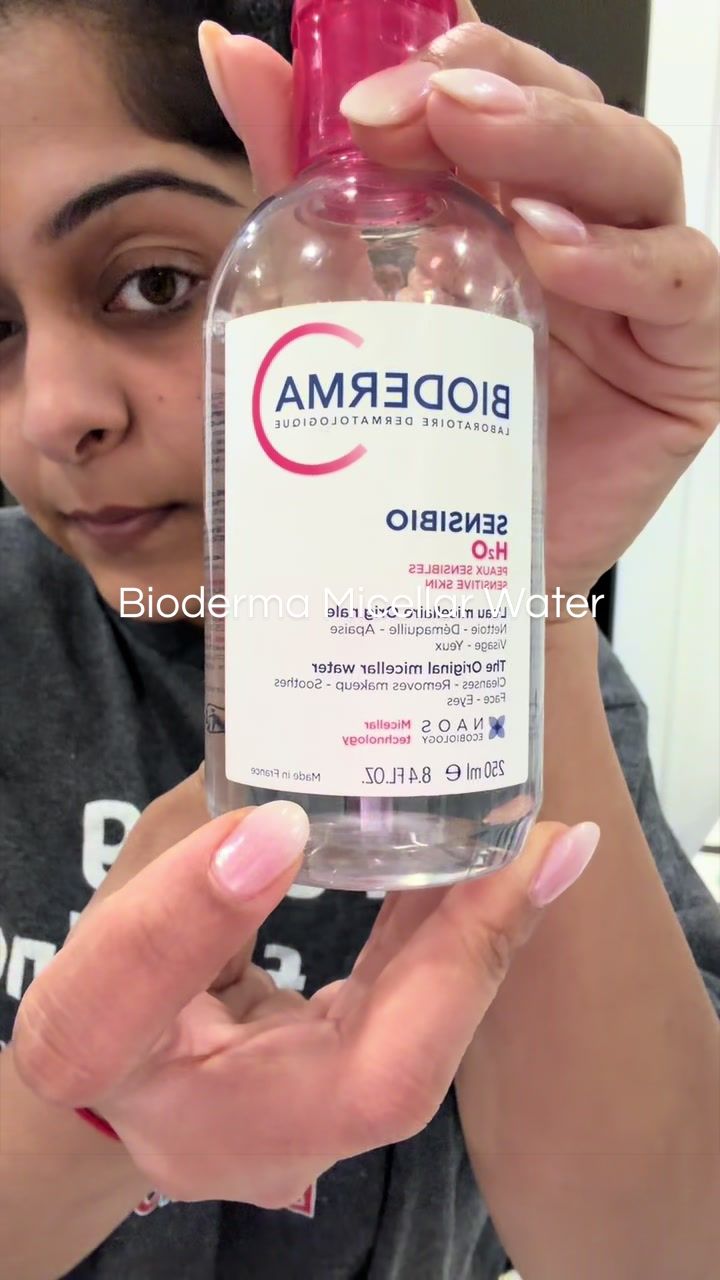 TikTok post by @roshposh1 for BIODERMA USA. Caption reads: [...] micellar water just gets it! @BIODERMA USA....