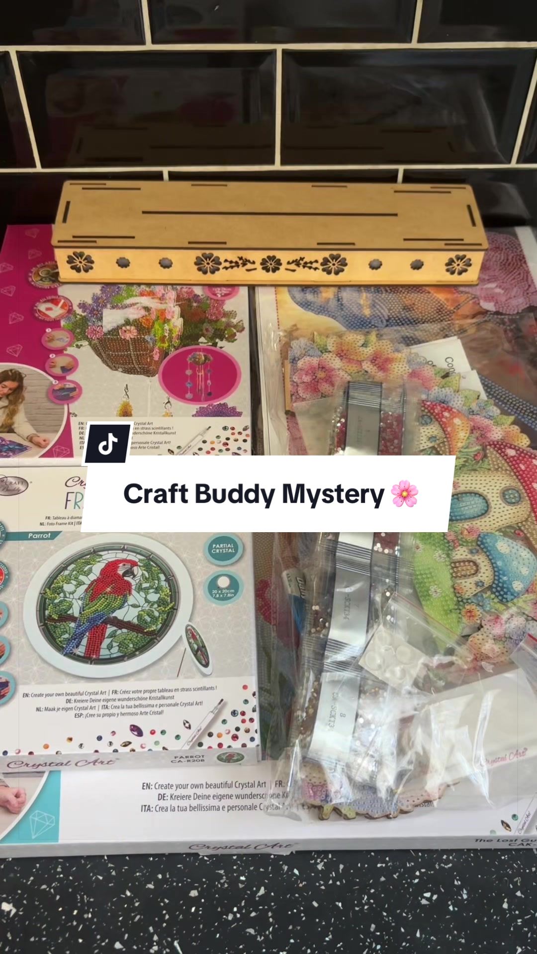 TikTok post by @travelwitheloise_ for Craft Buddy. Caption reads: How great are these mystery boxes?!! @Craft Buddy....