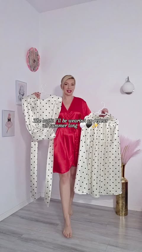 Instagram post by @beautybylexa1 for Chicwish. Caption reads: [...] 👀 Satin polka dot skirt & top from....