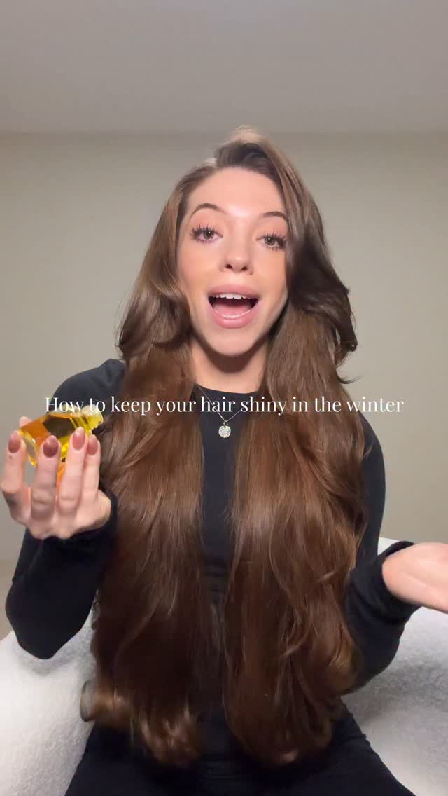 Instagram post by @danielleathena for OLAPLEX. Caption reads: Shiny hair tips for the winter✨ #olaplexpartner....