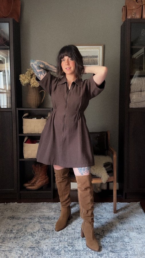 Instagram post by @thegoodrichwife for Shop Noble. Caption reads: For those who have asked about the sizing of my....