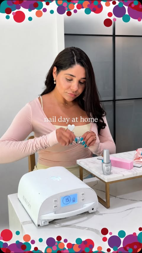 Instagram post by @angelaaxrenee for Sally Beauty. Caption reads: it’s nail day at home 🤍💅🏽✨ with @sallybeauty....
