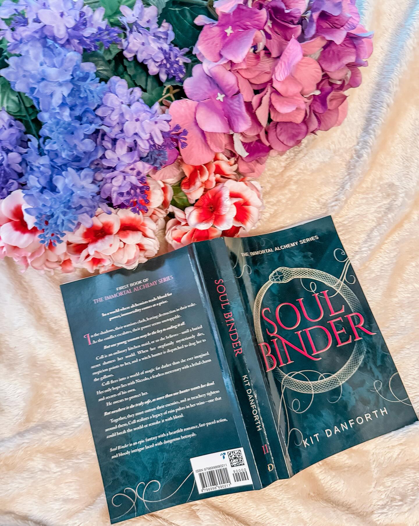 Instagram post by @bookish.bai for TLC Book Tours. Caption reads: BOOK SPOTLIGHT: Soul Binder by Kit Danforth....