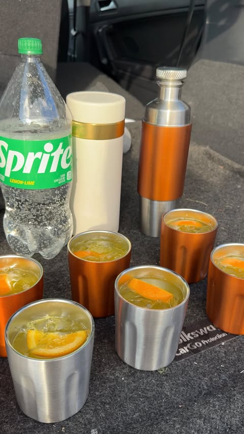 Instagram post by @raychillychows for High Camp Flasks. Caption reads: [...] there’s no other way, and brought....