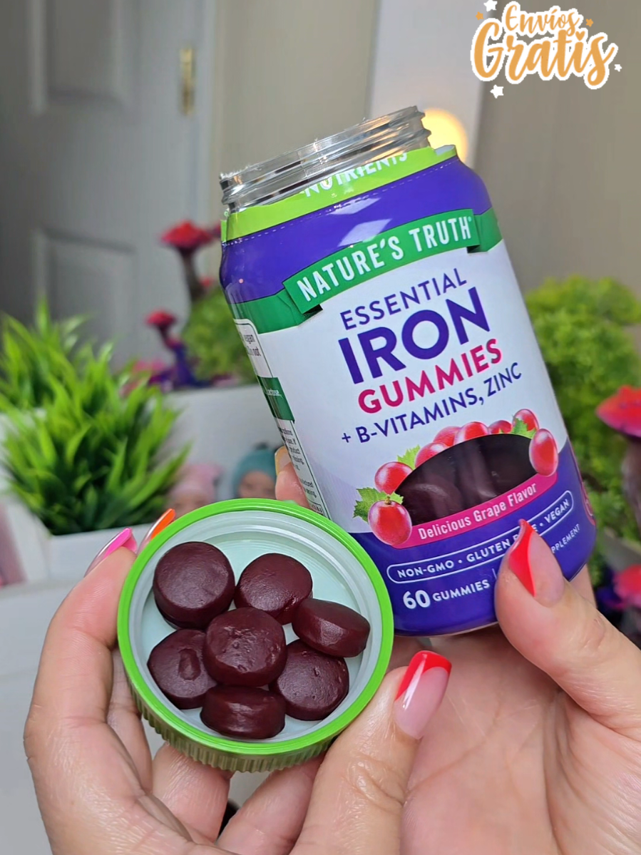 TikTok post by @leslypocasangre for Nature's Truth. Caption reads: #vitamins #iron #hierro #irongummies #naturestruth....