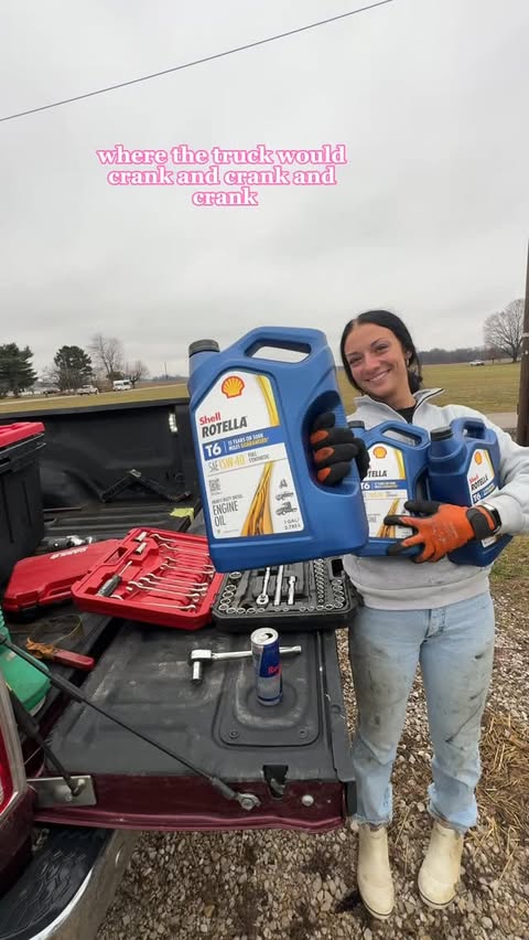 Instagram post by @thefarmergrayce for Shell Rotella. Caption reads: [...] is done! As always, we’re using....