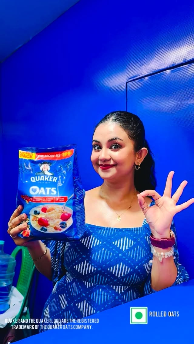 Instagram post by @bidipta_sharma_ for Quaker Oats. Caption reads: Have you ever tried Authentic Bengali Dishes like....