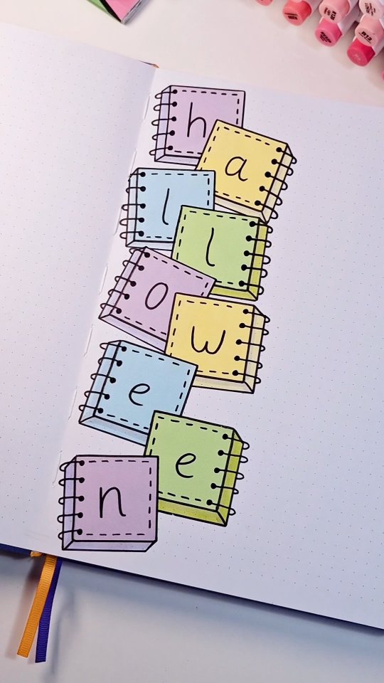 Instagram post by @pinoxart for Scribbles That Matter. Caption reads: Happy Halloween! Notebook is from....