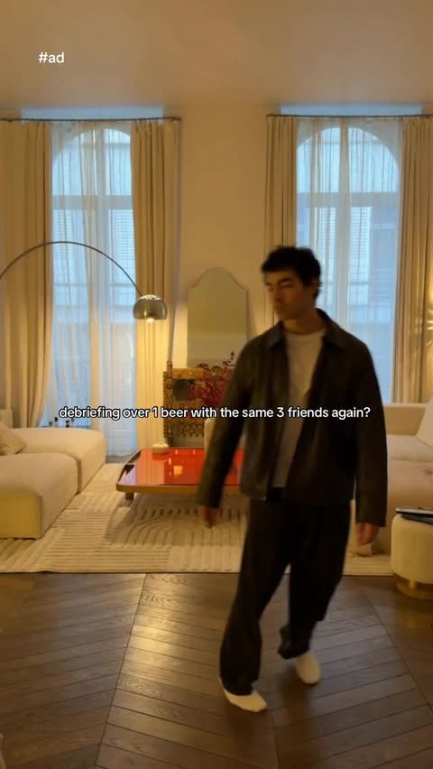 Instagram post by @joejonas for Heineken. Caption reads: and tucked in by 9 😇 @heineken #ad 21+.